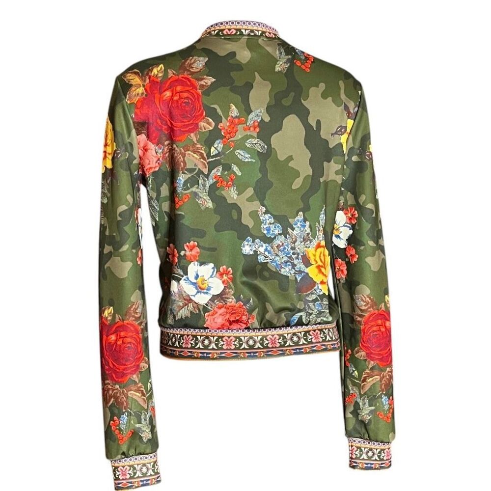 Jealous Tomato‎ Mixed Print Floral Cropped Bomber Jacket Sz S - Picture 4 of 8